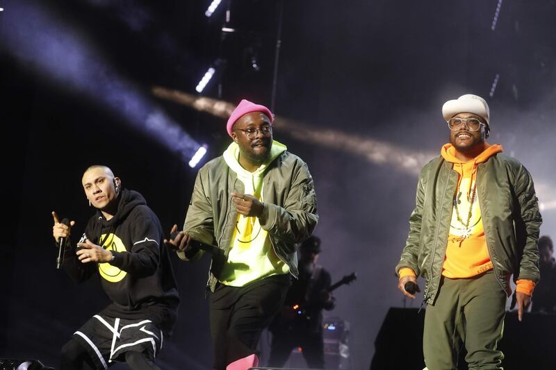 Black Eyed Peas perform during the World Music Festival "Mawazine" at the OLM Suissi venue in the Moroccan capital Rabat on June 25, 2019.  / AFP / -
