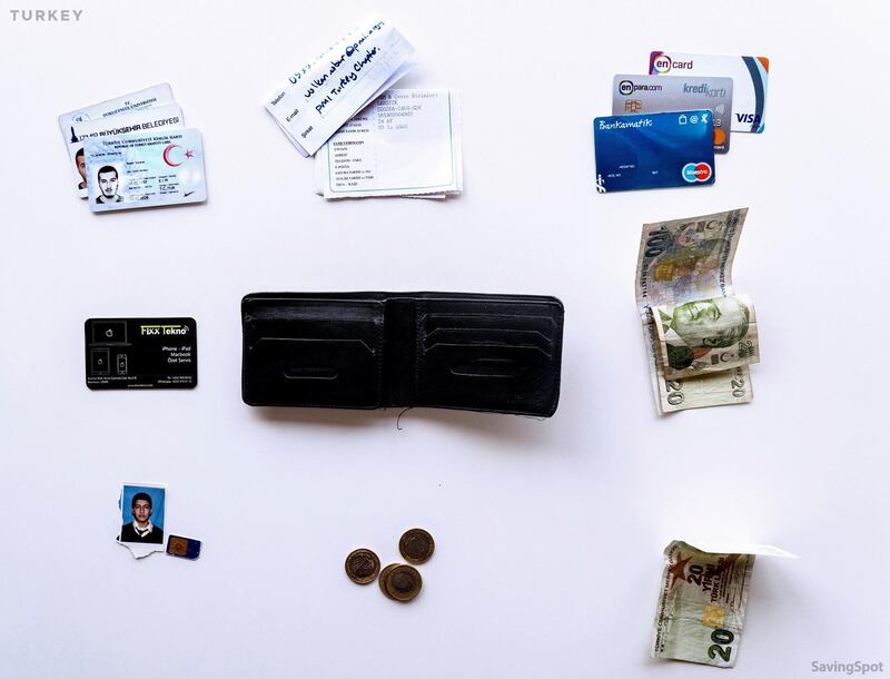 This wallet belongs to Emre, 21, from Turkey.