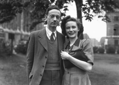 21st April 1948:  Christopher Robin Milne, immortalized with his toy bear Winnie-the-Pooh in his father A A Milne's children's classics, and his fiancee Lesley de Selincourt.  (Photo by J. Wilds/Keystone/Getty Images)