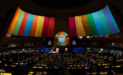 Delegates gather at the the UN Sustainable Development Goals summit in New York last week. EPA