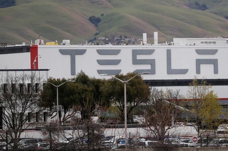 FILE PHOTO: A view of Tesla Inc's U.S. vehicle factory in Fremont, California, U.S., March 18, 2020. REUTERS/Shannon Stapleton/File Photo
