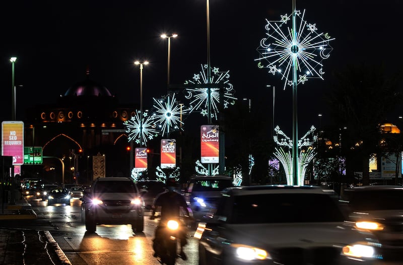 Abu Dhabi, United Arab Emirates, April 5, 2021.   Ramadan lights along the Corniche.
Victor Besa/The National
Section:  NA
For:  Stand alone/Stock