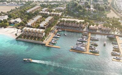 A rendering of the marina at Jubail Island. Photo: Jubail Island Investment Company