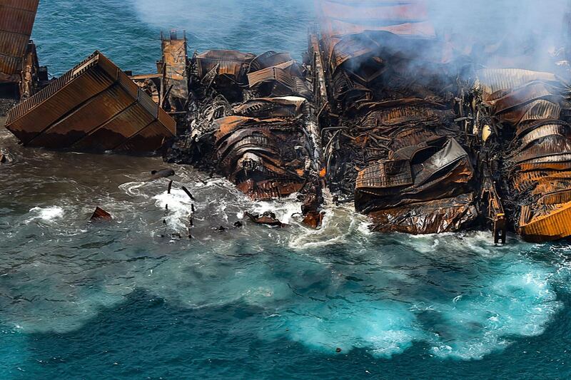 Sri Lanka is facing its worst maritime environmental disaster as the vessel sinks off its coast.  AFP