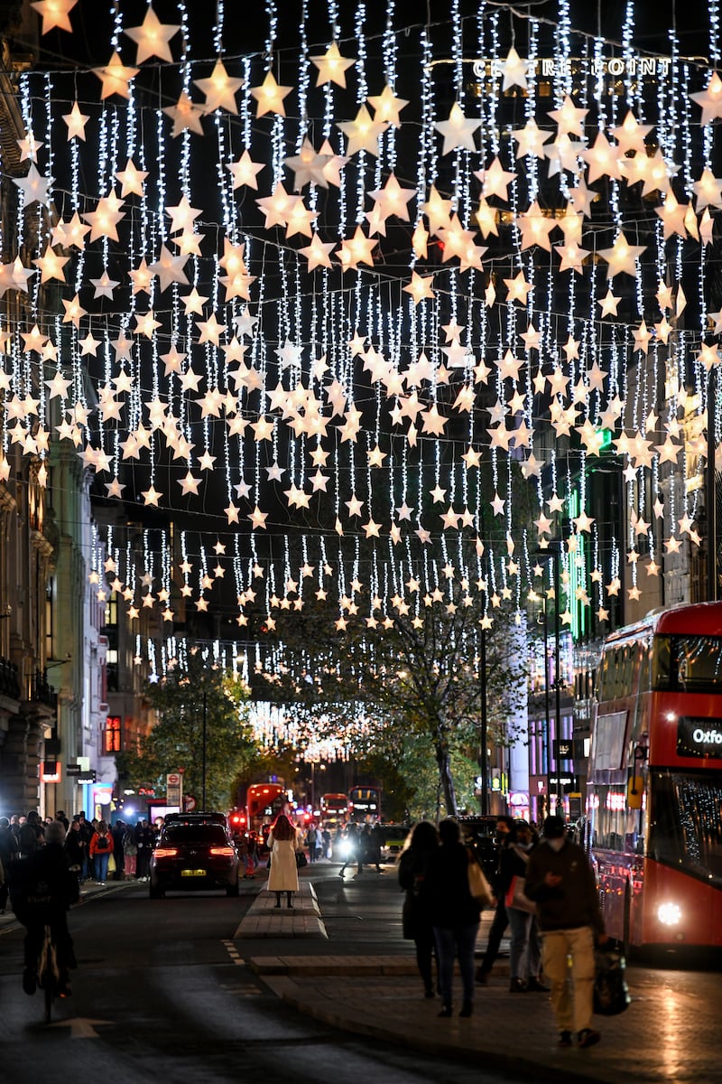 Stars hang down on Oxford Street.