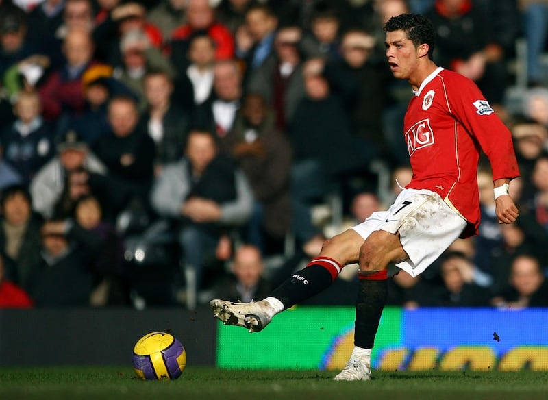 LONDON - FEBRUARY 24:  Cristiano Ronaldo of Manchester United in action during the Barclays Premiership match between Fulham and Manchester United at Craven Cottage on February 24, 2007 in London, England.  (Photo by Clive Mason/Getty Images)