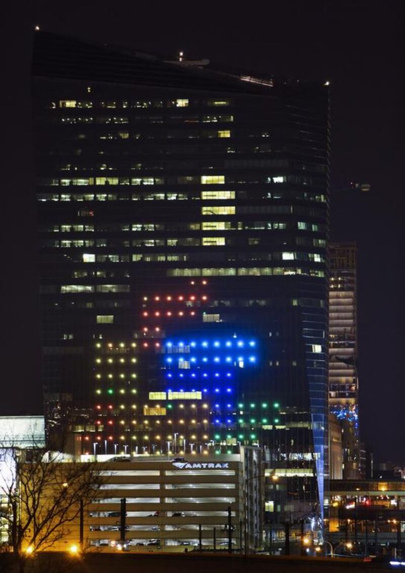 The spectacle kicks off a citywide series of events called Philly Tech Week and also celebrates the upcoming 30th anniversary of Tetris. Joseph Kaczmarek / AP Photo
