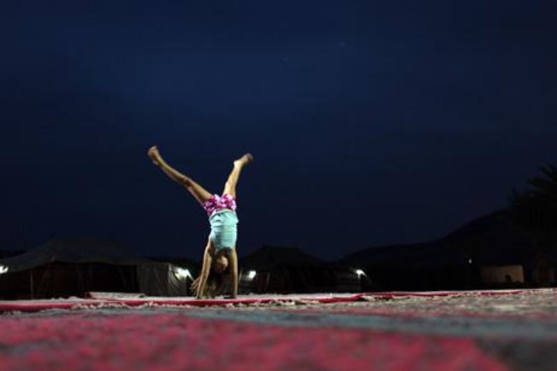 The delights of her desert excursion sent 10-year-old Bea into a cartwheel.
