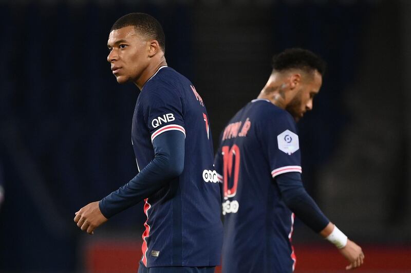Kylian Mbappe and Neymar  in action. AFP