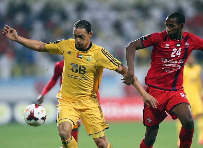 Ricardo Oliveira, left, made his debut for Al Wasl but was more notable for coming off the field for Mohammed Nasser, who scored the game-winner at the 87th minute. Ashraf Umrah / Al Ittihad