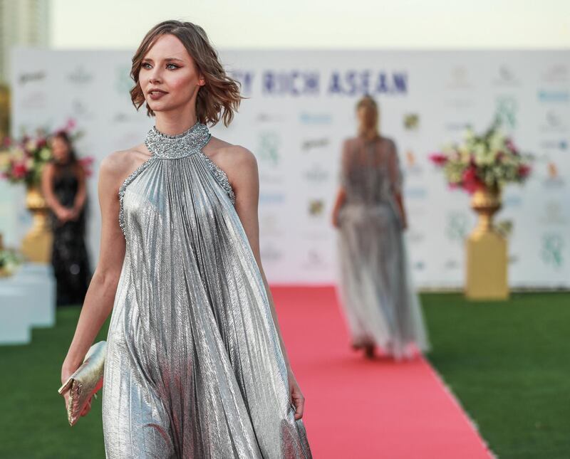 Abu Dhabi, U.A.E., January 31, 2019.  A look at Crazy Rich Asean, a fashion & jewellery show being held at the Singapore Residence in Abu Dhabi.  Fashion by Filipino designers Jose and Aldwin Guardiana.
 Victor Besa / The National
Section:  IF
Reporter:  Panna Munyal