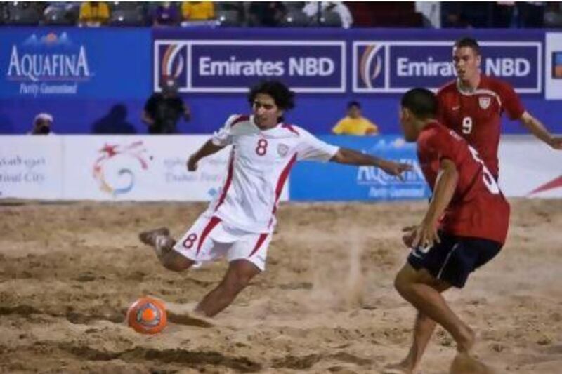 Rami Abdullah Al Mesaabi of UAE in action against the United States.