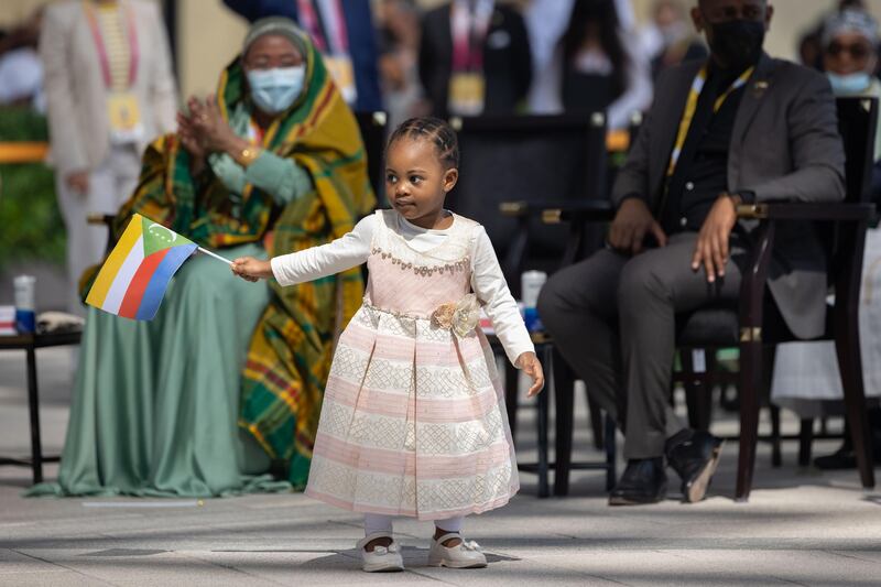 A girl celebrates Comoros' country day at Al Wasl Plaza.