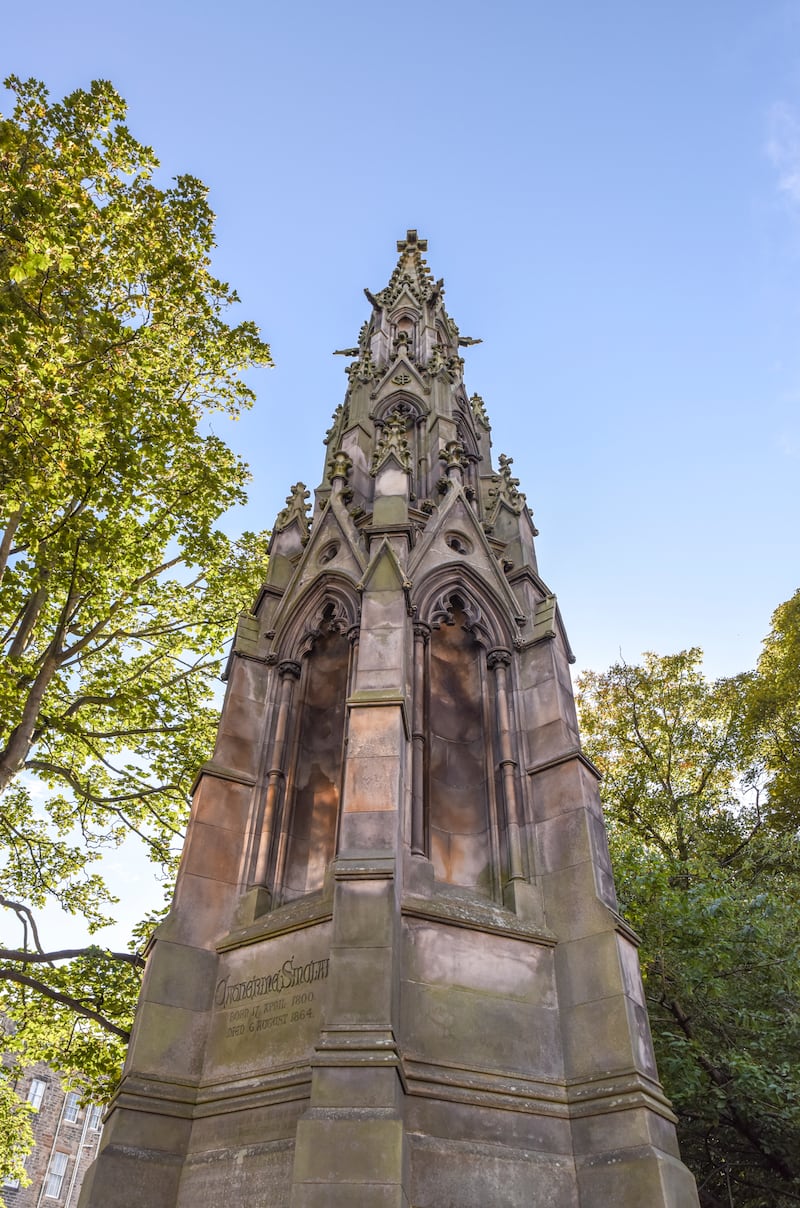 The monument to Catherine Sinclair in Edinburgh.