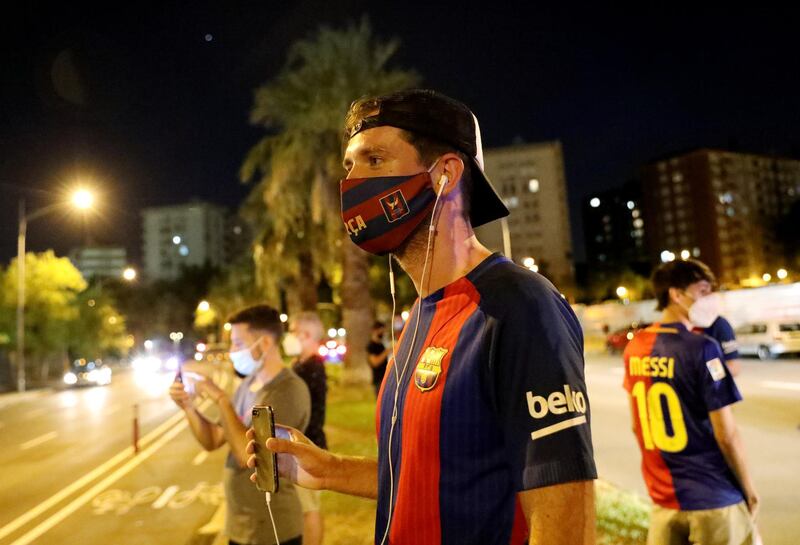 Barcelona fans mingle outside the Camp Nou. Reuters