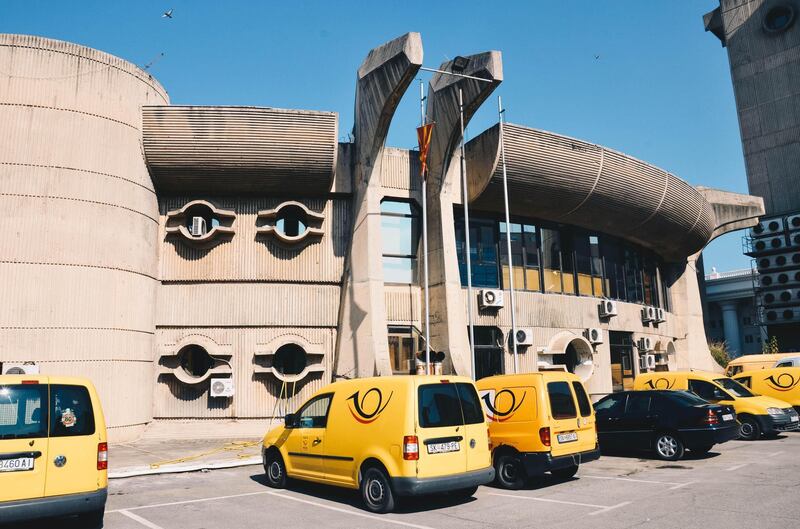 PRXC81 Central Post Office (built 1982, architect Janko Konstantinov), Skopje, Republic of Macedonia, September 2018