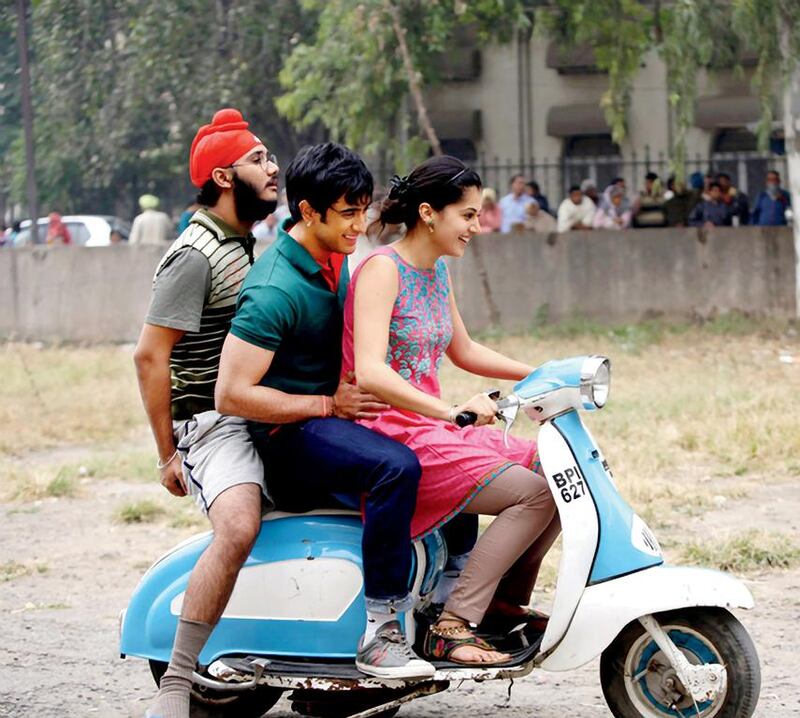 Arsh Bajwa, left, and Taapsee Pannu in the romantic comedy Running Shaadi. Courtesy Rising Sun Films 