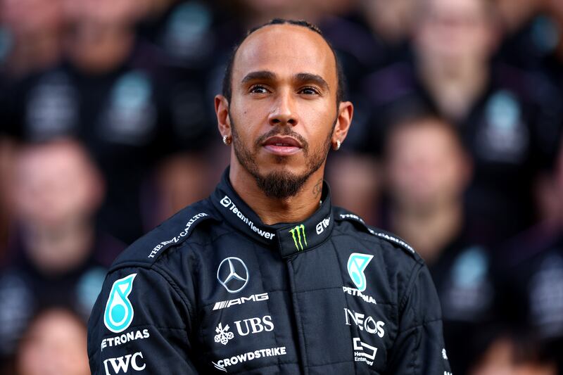 Lewis Hamilton of Great Britain and Mercedes will start down in 11th place on Sunday. Getty Images