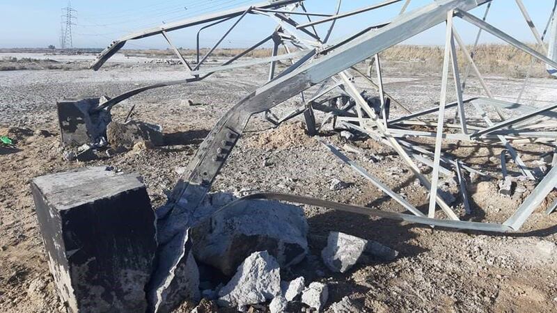  Jurf Al Sakhar attack: after ISIS conducted an attack there last night on an electricity tower. Photo supplied by residents of the southern Iraqi governorate of Babel