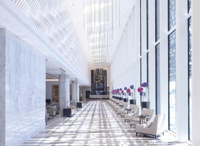 The lobby at Four Seasons Hotel Abu Dhabi at Al Maryah Island. Courtesy Four Seasons Abu Dhabi