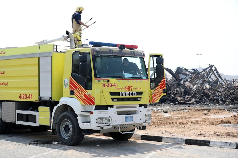 Ajman, United Arab Emirates - Reporter: Salam Al Amir. Firefighters put out the blaze after a huge fire breaks out in Ajman. Thursday, August 6th, 2020. Ajman. Chris Whiteoak / The National