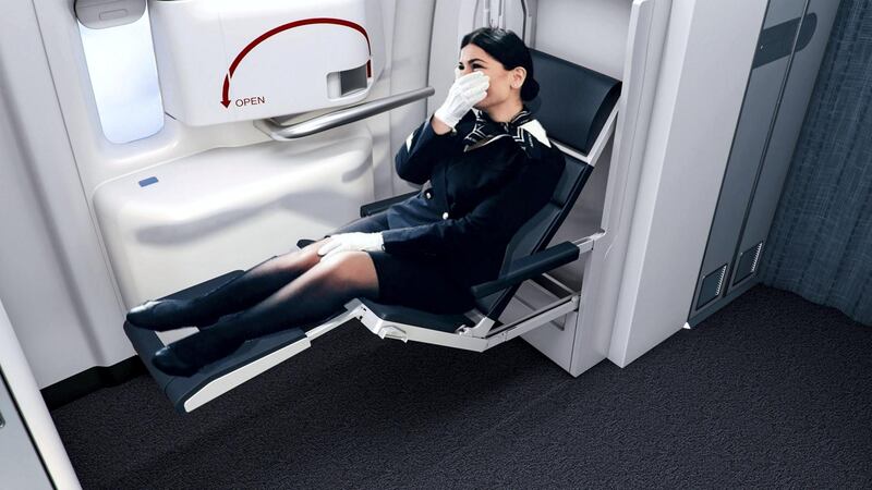 Collins Zero G attendant seat looks to boost in-flight comfort for crew. Courtesy Jaan Lin