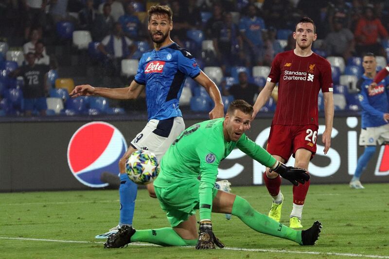 Napoli's Fernando Llorente scores a goal. EPA