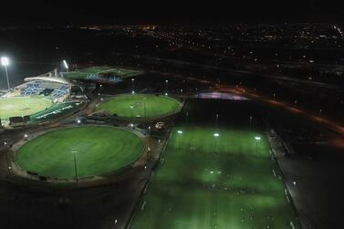 Abu Dhabi Cricket grounds, including the Zayed Cricket Stadium, left, and the outer pitches