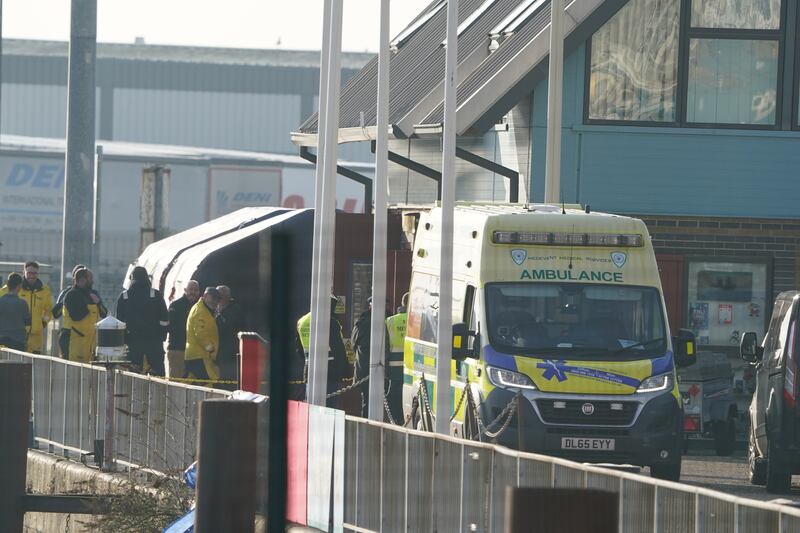 Ambulances at the Royal National Lifeboat Institution (RNLI) station in Dover. PA