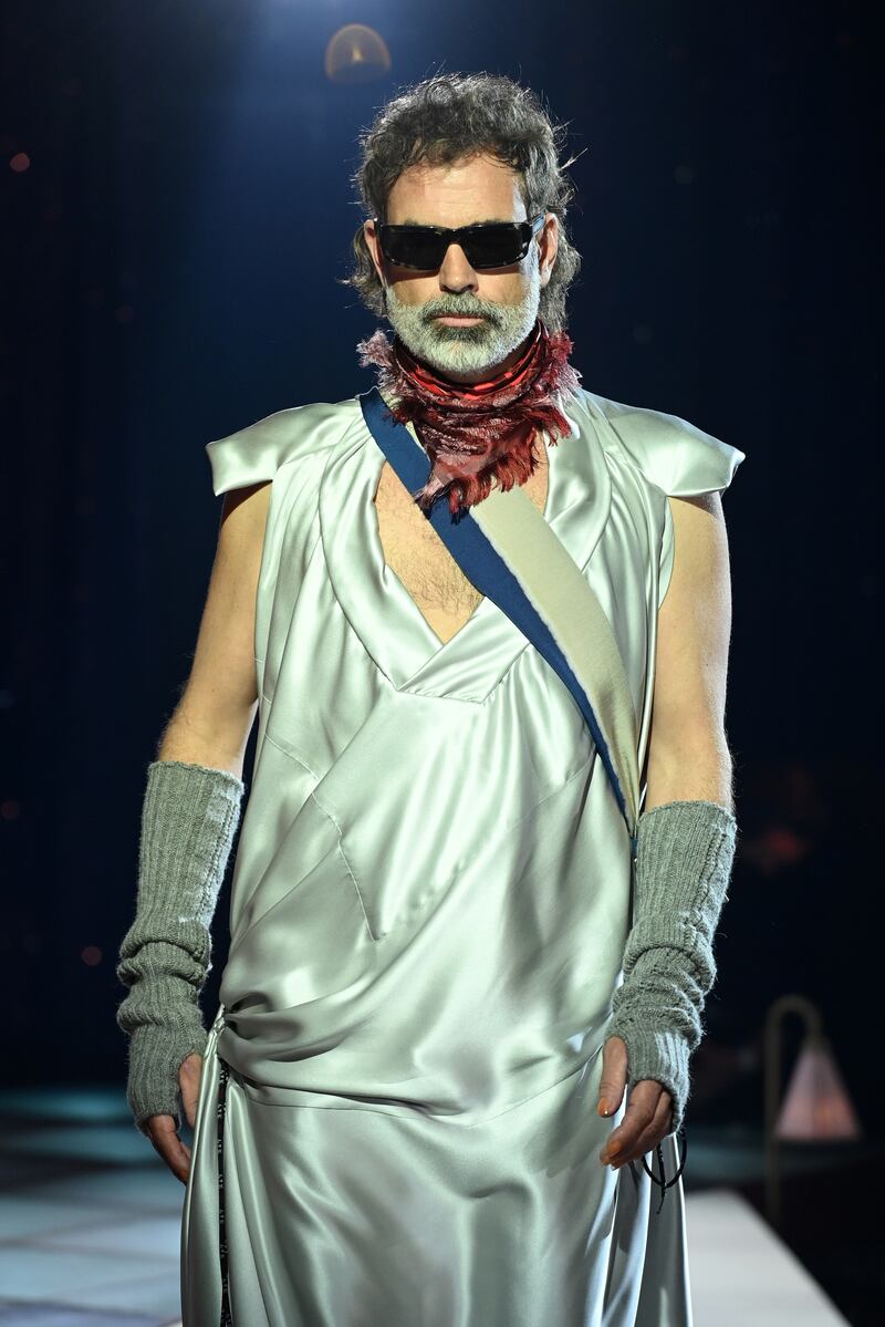 Intentionally contrasting styles were also a part of Vivienne Westwood's latest collection.