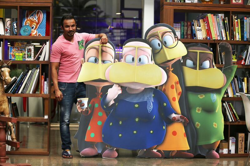 DUBAI , UNITED ARAB EMIRATES Ð June 22 , 2014 : Mohammed Harib , Creator of Freej cartoon characters at Lammtara Studios in Al Serkal avenue in Al Quoz in Dubai. ( Pawan Singh / The National ) For Arts & Life. Story by Jessica Hill