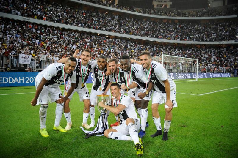 Juventus players celebrate their success over AC Milan. Getty