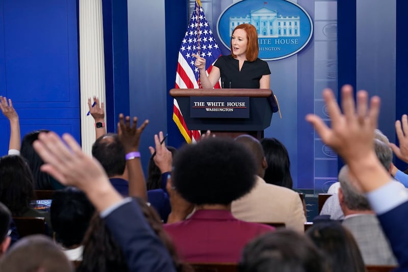 White House Press Secretary Jen Psaki holds her own with a tough press corp. AP