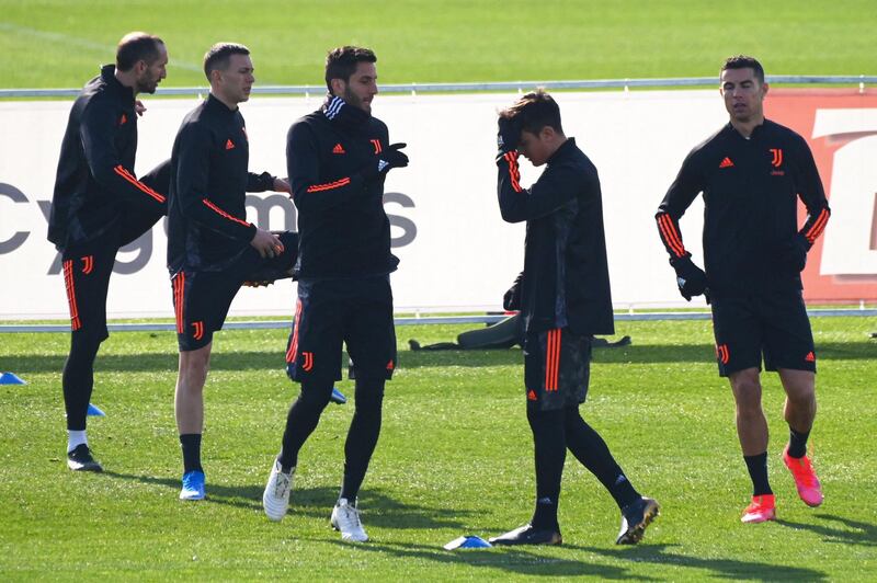 Left to right: Giorgio Chiellini, Federico Bernardeschi, Rodrigo Bentancur, Paulo Dybala and Cristiano Ronaldo. AFP