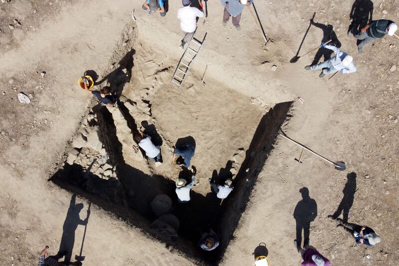 Archaeologists work on a site described as the "ancestor" of Mediterranean mosaics near Yozgat, Turkey.  All photos by AFP