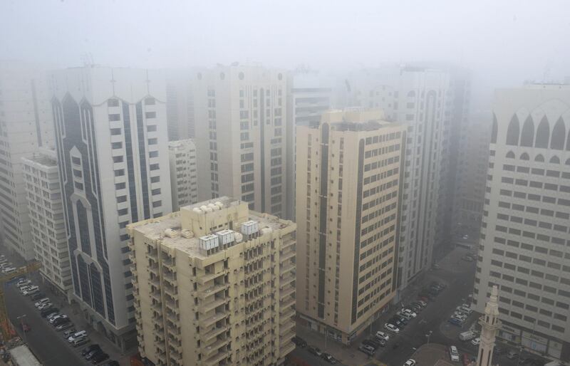 Abu Dhabi, United Arab Emirates -  Dense fog in the city of Abu Dhabi on Christmas morning, December 25, 2017. (Khushnum Bhandari/ The National)
