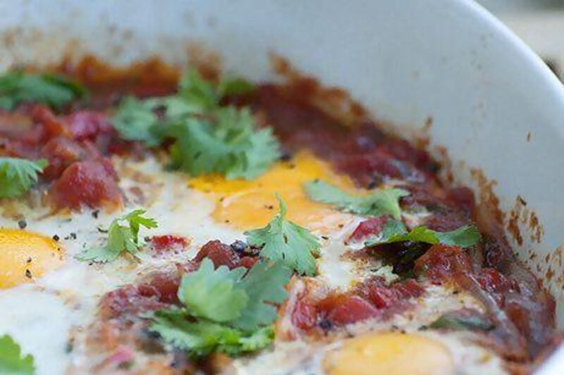 Tomato baked eggs. Courtesy Scott Price