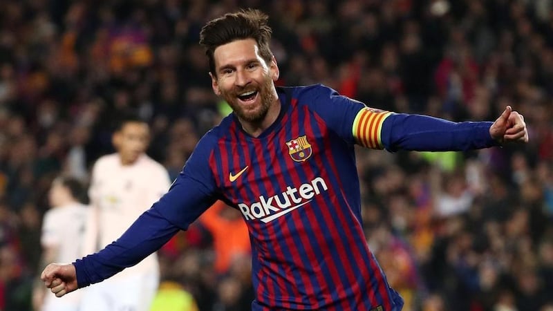 Barcelona's Lionel Messi celebrates scoring against Manchester United as the Catlans ran out 3-0 winners at Camp Nou. Reuters