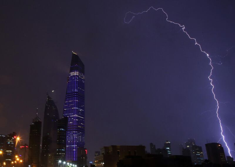 Lightning strikes Kuwait City. AFP