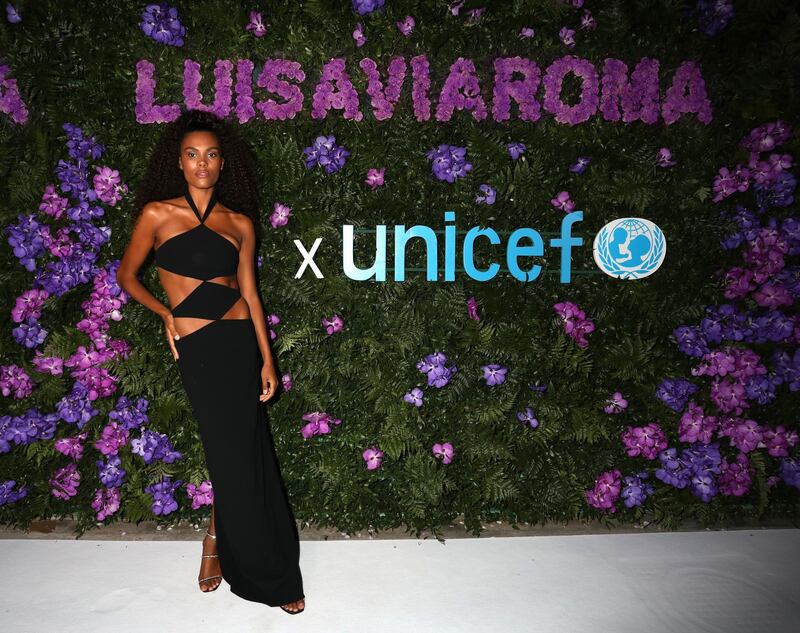 CAPRI, ITALY - AUGUST 29: Tina Kunakey attends the photocall at the LuisaViaRoma for Unicef event at La Certosa di San Giacomo on August 29, 2020 in Capri, Italy. (Photo by Elisabetta Villa/Getty Images for Luisa Via Roma)