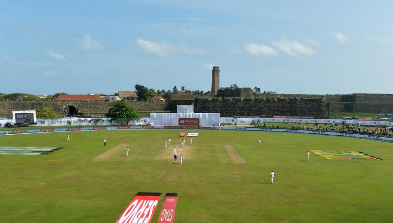 A general view of the pitch shows the fourth day of the first Test match between Sri Lanka and India at Galle International Cricket Stadium in Galle on July 29, 2017.
Virat Kohli's India thrashed Sri Lanka by 304 runs inside four days on July 28 to claim the first Test in their three-match series. / AFP PHOTO / ISHARA S. KODIKARA