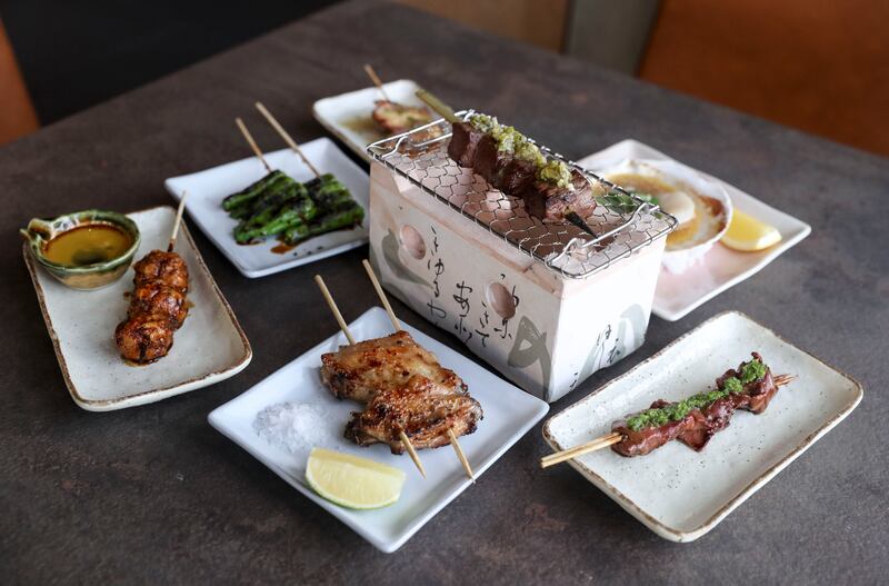 Yakitori dishes at Niri. Photo: Khushnum Bhandari / The National