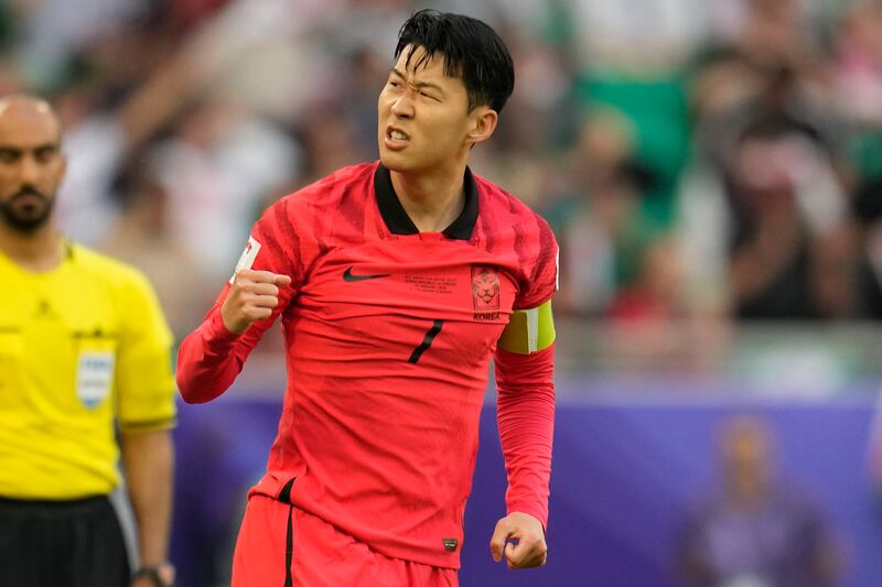 South Korea's Son Heung-min after scoring a penalty. AP