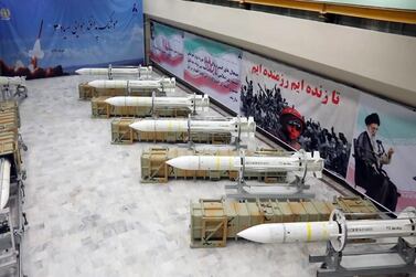 A handout picture released by Iran's Defence Ministry shows newly-upgraded Sayyad-3 air defense missiles on display during an inauguration of its production line at an undisclosed location in Iran. AFP PHOTO/IRANIAN DEFENCE MINISTRY
