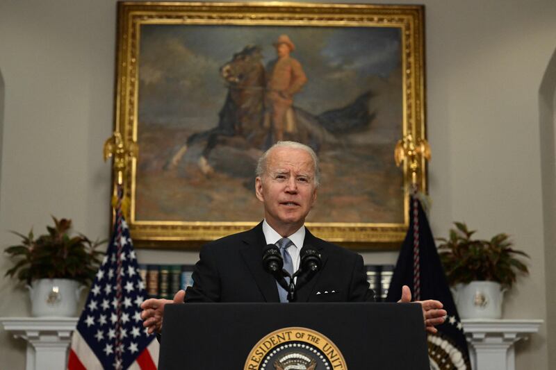 US President Joe Biden in the Roosevelt Room of the White House in Washington last week. AFP