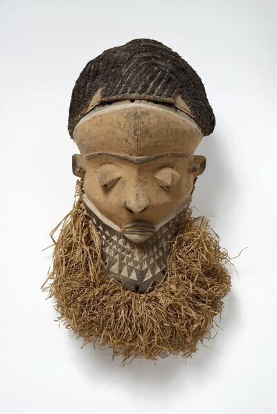 Muyombo mask, Pende region, Democratic Republic of the Congo, 19th-early 20th century  
<br/>Wood, fiber and pigment,  49 x 19.3 cm 
<br/>Former collection of Henri Matisse. Private collection
<br/>Photograph by Jean-Louis Losi
<br/>
