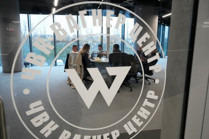 An office at the PMC Wagner Centre during its official opening in St Petersburg, Russia. AP