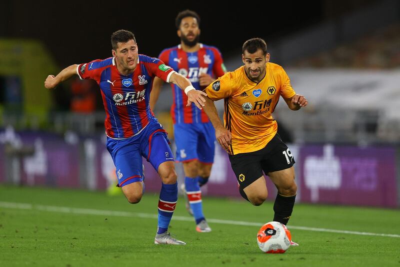 Crystal Palace's English defender Joel Ward chases Wolverhampton Wanderers' Spanish defender Jonny Otto. AFP