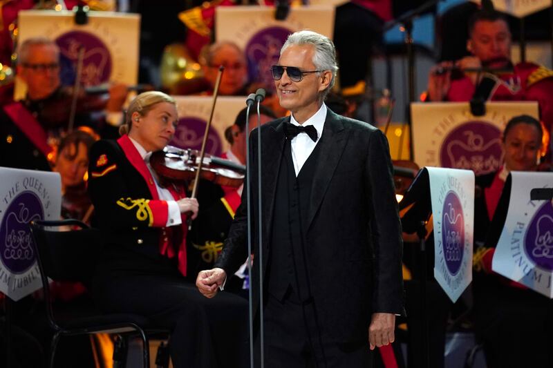 Andrea Bocelli performing in London as part of the platinum jubilee celebrations for Queen Elizabeth II. PA