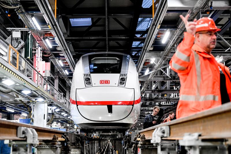 The Intercity-Express ICE  high-speed train at the opening of the extended Deutsche Bahn vehicle hall in the ICE depot in Berlin. EPA